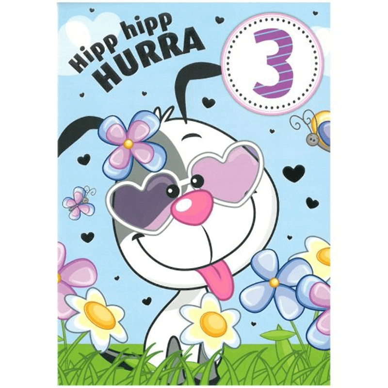 Bursdagskort 3 År - Hund