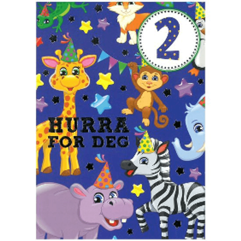 Bursdagskort 2 År - Eksotiske Dyr