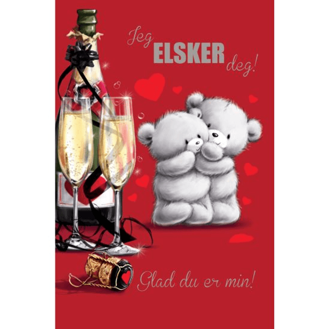 Hovedbilde Valentinekort Dobbelt Med Rød Konvolutt - Jeg ...