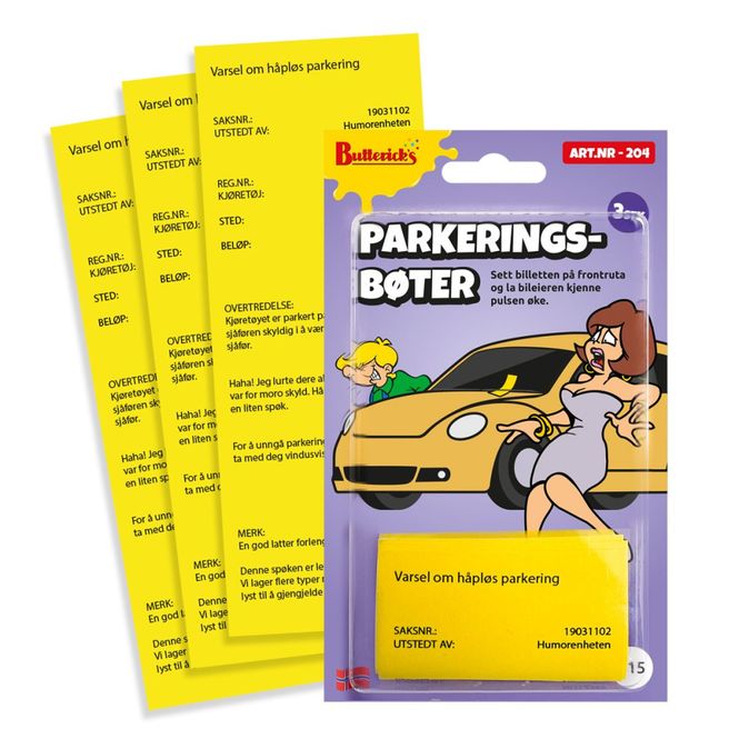 Hovedbilde Parkeringsbøter 3 Stk Buttericks