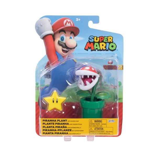 Super Mario Figur 10 cm - Piranha Plant Med Super Star